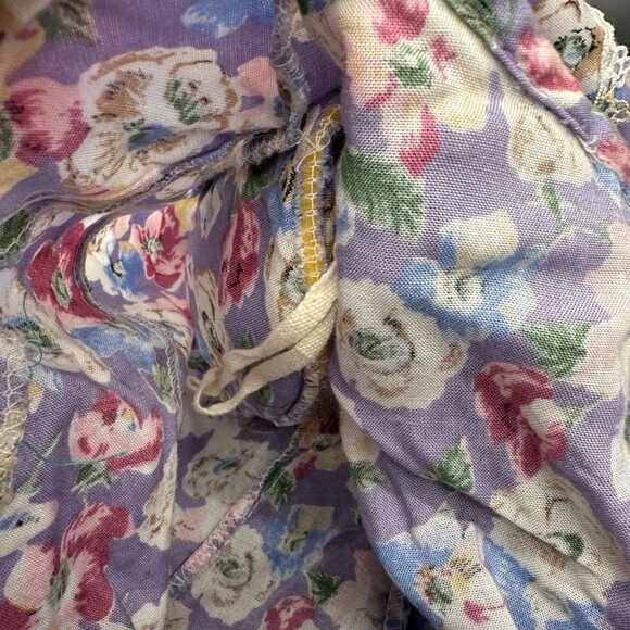Vintage Floral Dress Lace Trim Shoulder Pads Pockets Lavender Blondie and Me 90s - Picture 6 of 10